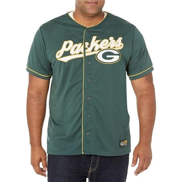 NEW NFL Green Bay Packers Game Day Button Down Baseball Mesh Jersey - Picture 1 of 6